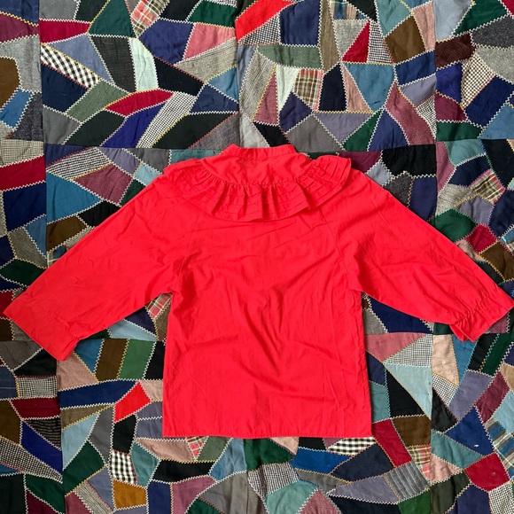 Vintage Red Ruffle Blouse - Picture 4 of 5